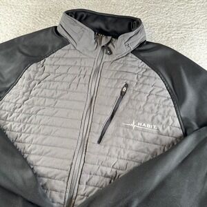 Habit Jacket Mens XL Black Magnet Grey Good Quilted Hybrid Softshell TJ1061